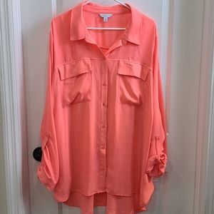 Women's Button Down High Low Blouse